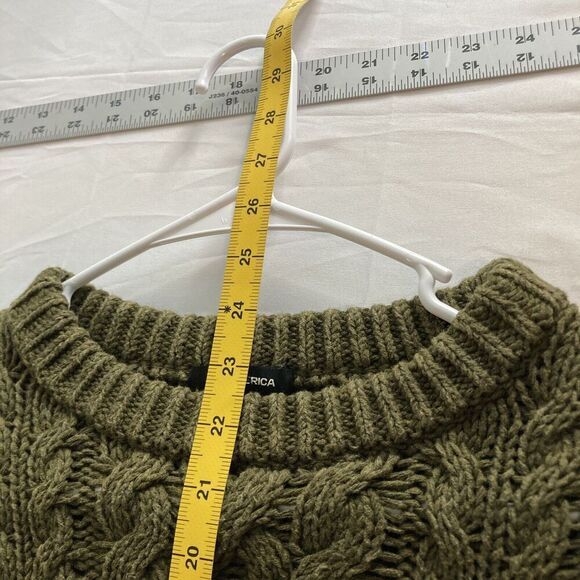 525 America Olive Green Cable Knit Cotton Sweater Size XS Elevated Basics Layers - Picture 11 of 11